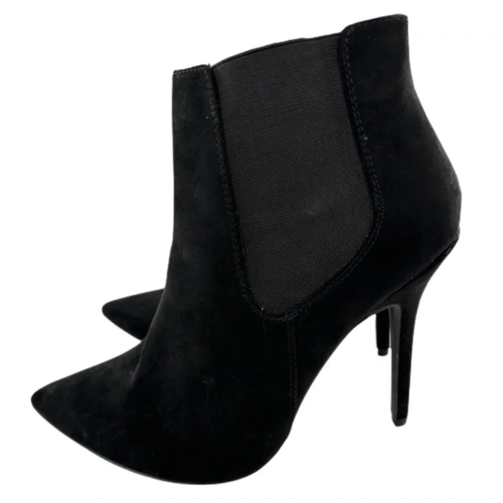 New look womens pointy toe ankle boots size 40 black faux suede stilettos